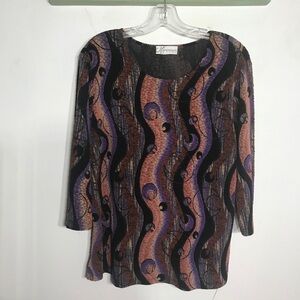 Dress barn Abstract Print Glitter women 1x blouse plus size